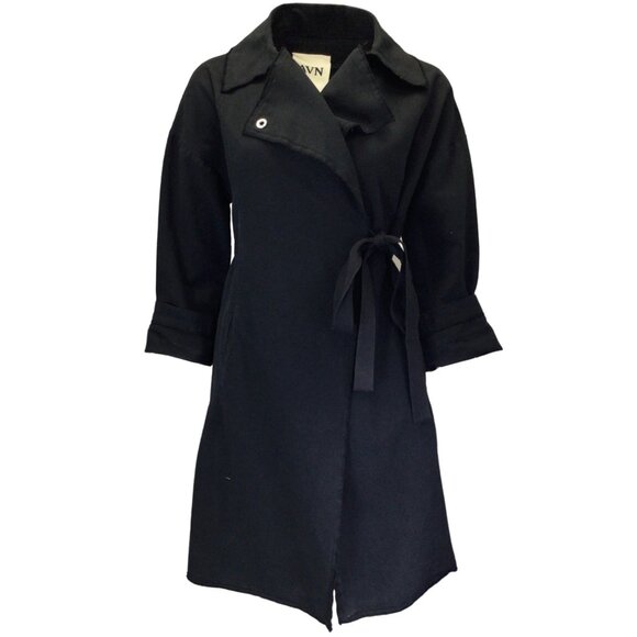 AVN Jackets & Blazers - AVN BLACK RIBBON BELT WRAP TRENCH COAT